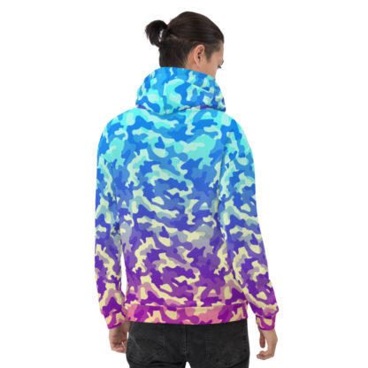 Pink/Blue Fade Camo Unisex Hoodie - Image 3