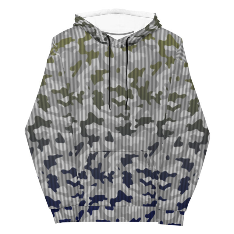 Blue/Yellow Faded Camouflage Stripe Unisex Hoodie