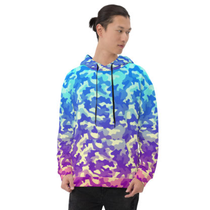 Pink/Blue Fade Camo Unisex Hoodie - Image 6