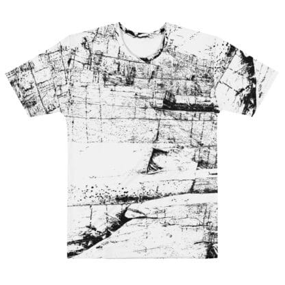 Cracked stone black and white t-shirt front view