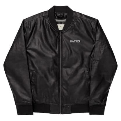 Hacker faux leather bomber jacket black