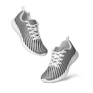 Black and white stripped running shoes